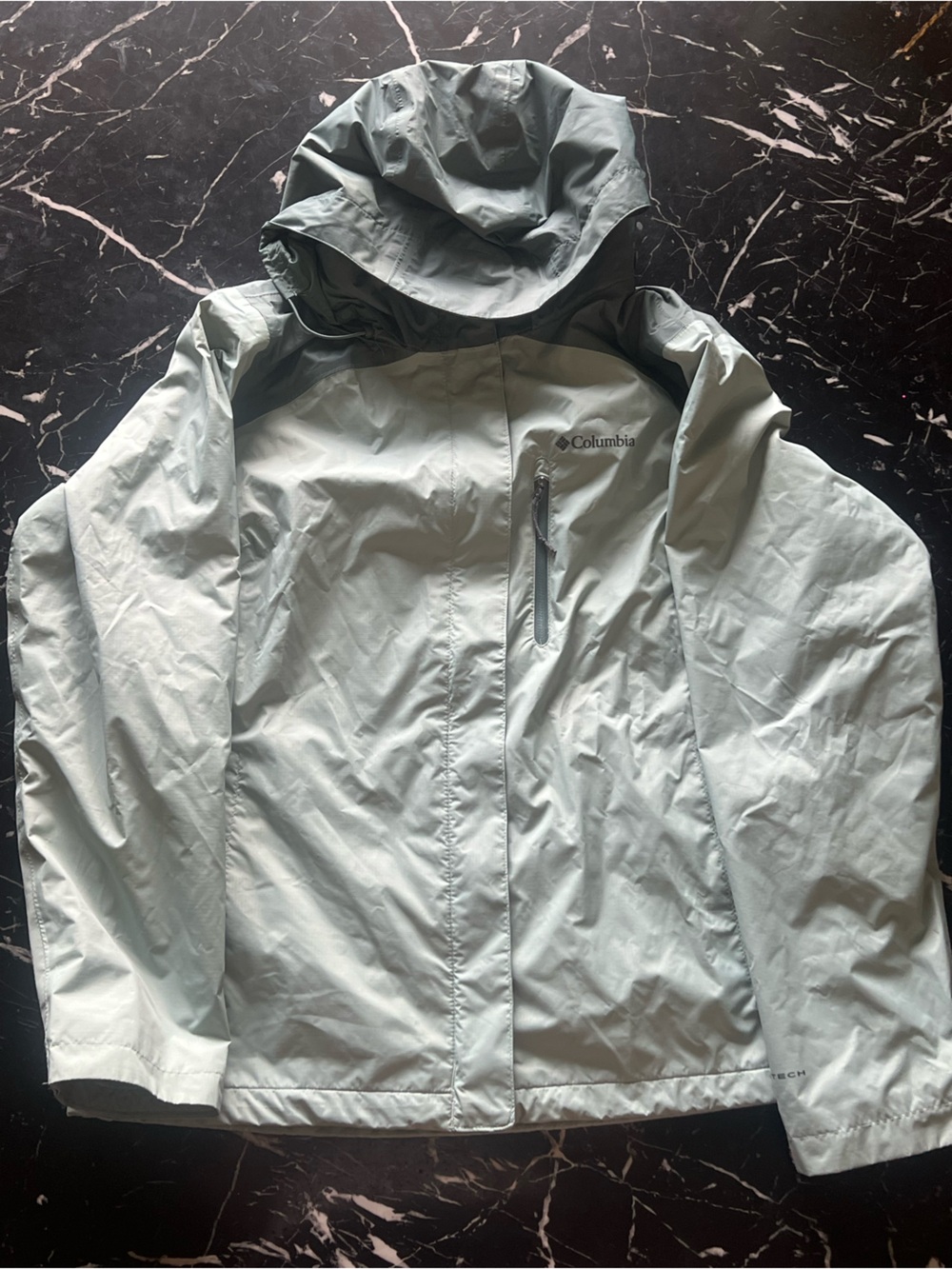 Columbia Men's Pale Green Waterproof Hooded Rain Jacket